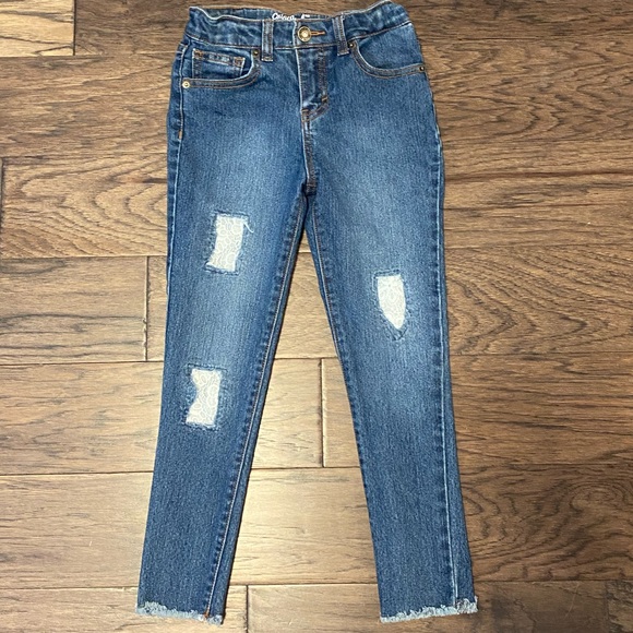 🎉HP🎉 Girl Size 6x Lace Distressed Patch Jeggings - Picture 1 of 3